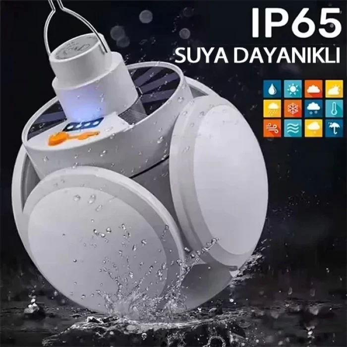 Yuvarlak Solar Led Güneş Enerjili Kamp Lambası