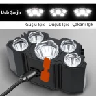 150w Ultra Güçlü Led Şarjlı 5 Led Kafa Feneri