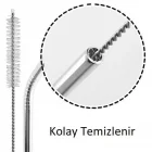 2 Li Paslanmaz Çelik Pipet Ve Temizleme Fırçası