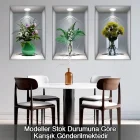 3 Adet 3d Çiçek Vazo Duvar Sticker Gri Fon