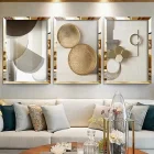 3lü Gold Geometrik Aynalı Pleksi Tablo 40x60