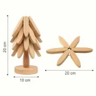 4 Lü Standlı Katlanır Bambu Nihale Pratik Ahşap Nihale Tencere Altlığı