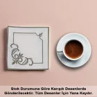 6 Adet Nakışlı Kahve Yanı Kokteyl Sunum Peçetesi Kare