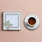 6 Adet Nakışlı Kahve Yanı Kokteyl Sunum Peçetesi Kare