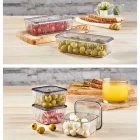 6 Dikdörtgen Bölmeli Kapaklı Kahvaltılık Seti Akrilik