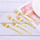 6 Lı Parlak Gold Tatlı Çatalı Seti