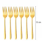 6 Lı Parlak Gold Tatlı Çatalı Seti