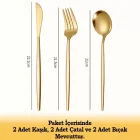 6 Parça Parlak Gold Çatal Kaşık Bıçak Seti