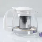 Ateşe Dayanıklı Süzgeçli Cam Demlik 700 Ml Beyaz