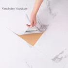 Beyaz Mermer Desenli Alüminyum Duvar Köpük Sticker 30 X 30 Cm