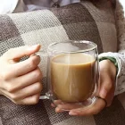 Çift Cidarlı Cam Kupa 300 Ml El Yakmayan Bardak