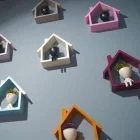 Ev Şekilli Dekoratif Duvar Rafı Pembe