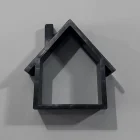 Ev Şekilli Dekoratif Duvar Rafı Siyah