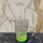Fosforlu Renkli Origami Stil Cam Bardak Yeşil