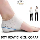 Gizli Topuk Boyu Yükseltici Silikon Çorap 4 Cm