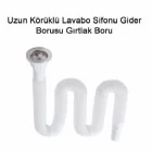 Körüklü Lavabo Sifonu Gırtlak Boru 130 Cm