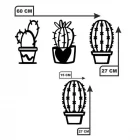 Lazer Kesim Ahşap Duvar Dekoru Kaktüslü Saksılar