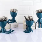Mavi Dekoratif İnsan Şekilli Figür Saksı 3 Lü