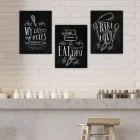 Mutfak My Kitchen My Rules 3 Lü Ahşap Mdf Tablo