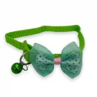 Papyonlu Çıngıraklı Kedi Köpek Tasması Yeşil