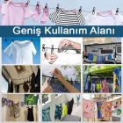 Seyahat Kamp Çamaşır İpi 12 Mandallı Askı Esnek Kurutmalık