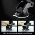 Vantuzlu Araç Telefon Tutucu Teleskobik Kıskaçlı
