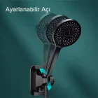 Yapışkanlı Duş Başlığı Tutucu Ayarlı Siyah