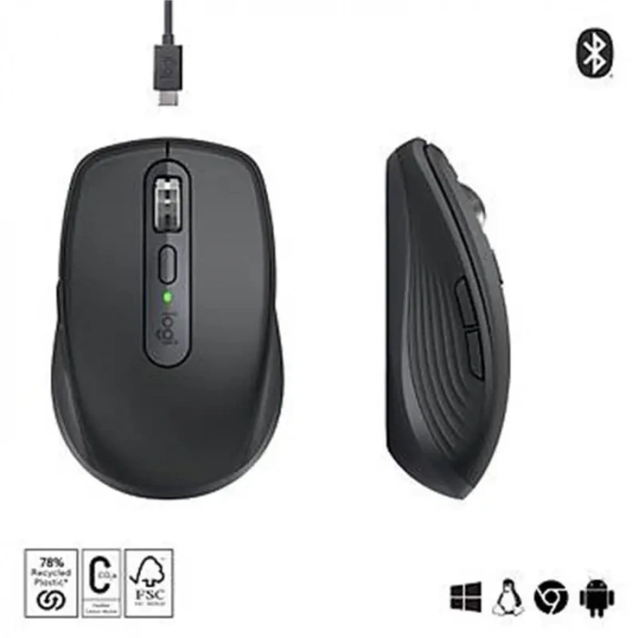 LOGITECH MX ANYWHERE 3S KOMPAKT OPTİK SENSÖRLÜ SESSİZ BLUETOOTH KABLOSUZ MOUSE SİYAH 910-006929