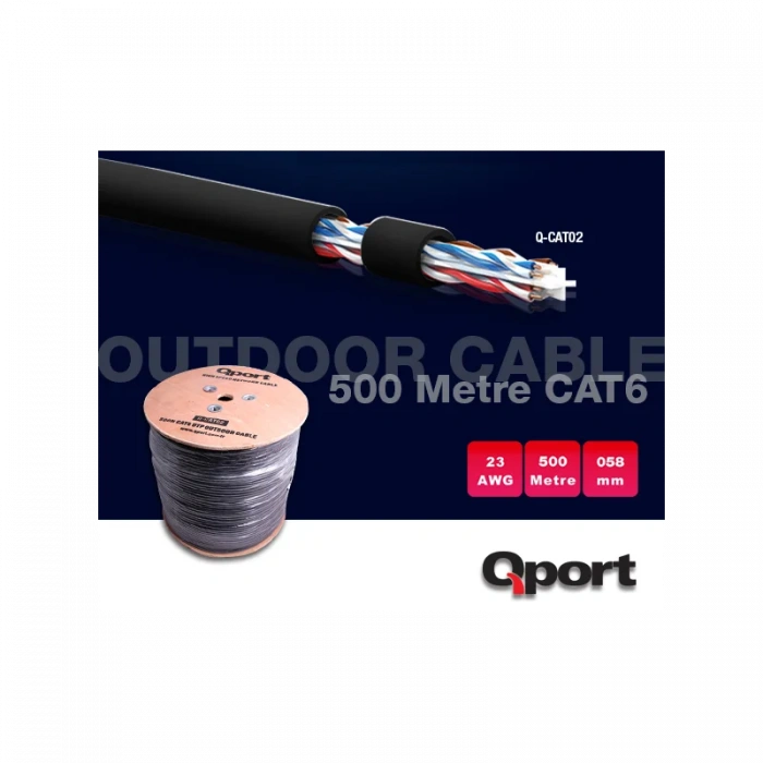 QPORT Q-CATO2 CAT6 23 AWG UTP 500M OUTDOOR KABLO
