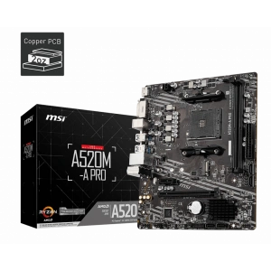 MSI A520M-A PRO DDR4 4600MHZ 1XHDMI 1XDVI 1XM.2 USB 3.2 MATX AM4 (AMD AM4 5000/4000 /3000 SERİSİ İLE UYUMLU)