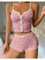 Kadın Pembe Kalpli Askılı Şortlu Pijama Takım 5009