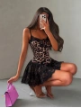 ALESİ LEOPAR TÜL DETAY ELBİSE LEOPAR