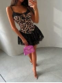 ALESİ LEOPAR TÜL DETAY ELBİSE LEOPAR