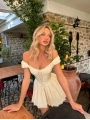 MORLİVA ÇİZGİLİ CORSET ELBİSE SARI