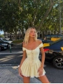 MORLİVA ÇİZGİLİ CORSET ELBİSE SARI