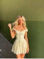 MORLİVA ÇİZGİLİ CORSET ELBİSE SARI