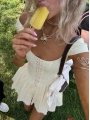 MORLİVA ÇİZGİLİ CORSET ELBİSE SARI