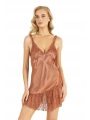 Morliva  Bakır Kısa Saten Gecelik 8238