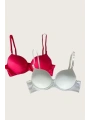Morliva  Beyaz-Kırmızı 2li Mikro Kumaş İçi Boş Balenli Günlük Desteksiz Sütyen