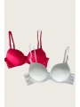 Morliva  Beyaz-Kırmızı 2li Mikro Kumaş İçi Boş Balenli Günlük Desteksiz Sütyen