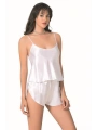 Morliva Beyaz Saten Babydoll Şort Takımı