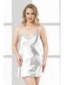 Morliva  Büyük Beden Beyaz Kısa Saten Gecelik