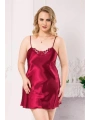 Morliva Büyük Beden Bordo Kısa Saten Gecelik