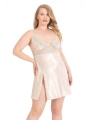 Morliva Büyük Beden Fildişi Kısa Saten Gecelik