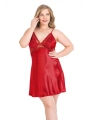 Morliva Büyük Beden Kırmızı Kısa Saten Gecelik