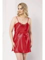 Morliva Büyük Beden Kırmızı Kısa Saten Gecelik
