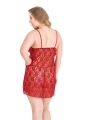 Morliva Büyük Beden Kırmızı Kısa Tül Gecelik
