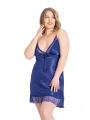 Morliva Büyük Beden Saks Kısa Saten Gecelik