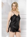 Morliva Büyük Beden Siyah Saten Babydoll Şort Takımı