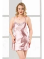 Morliva  Büyük Beden Somon Kısa Saten Gecelik